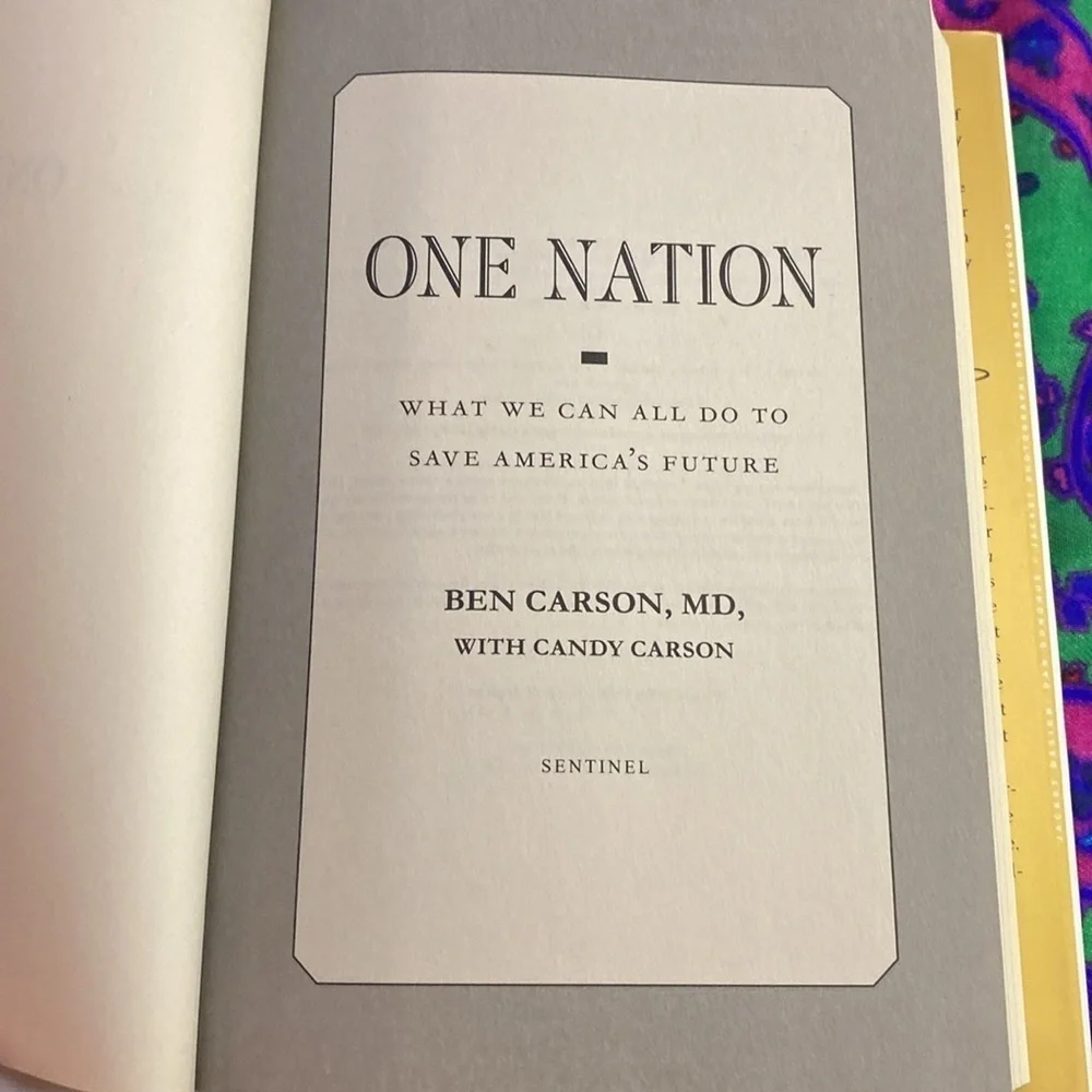One Nation Ben Carson MD Candy Carson Hardcover 2014 Save Americas Future